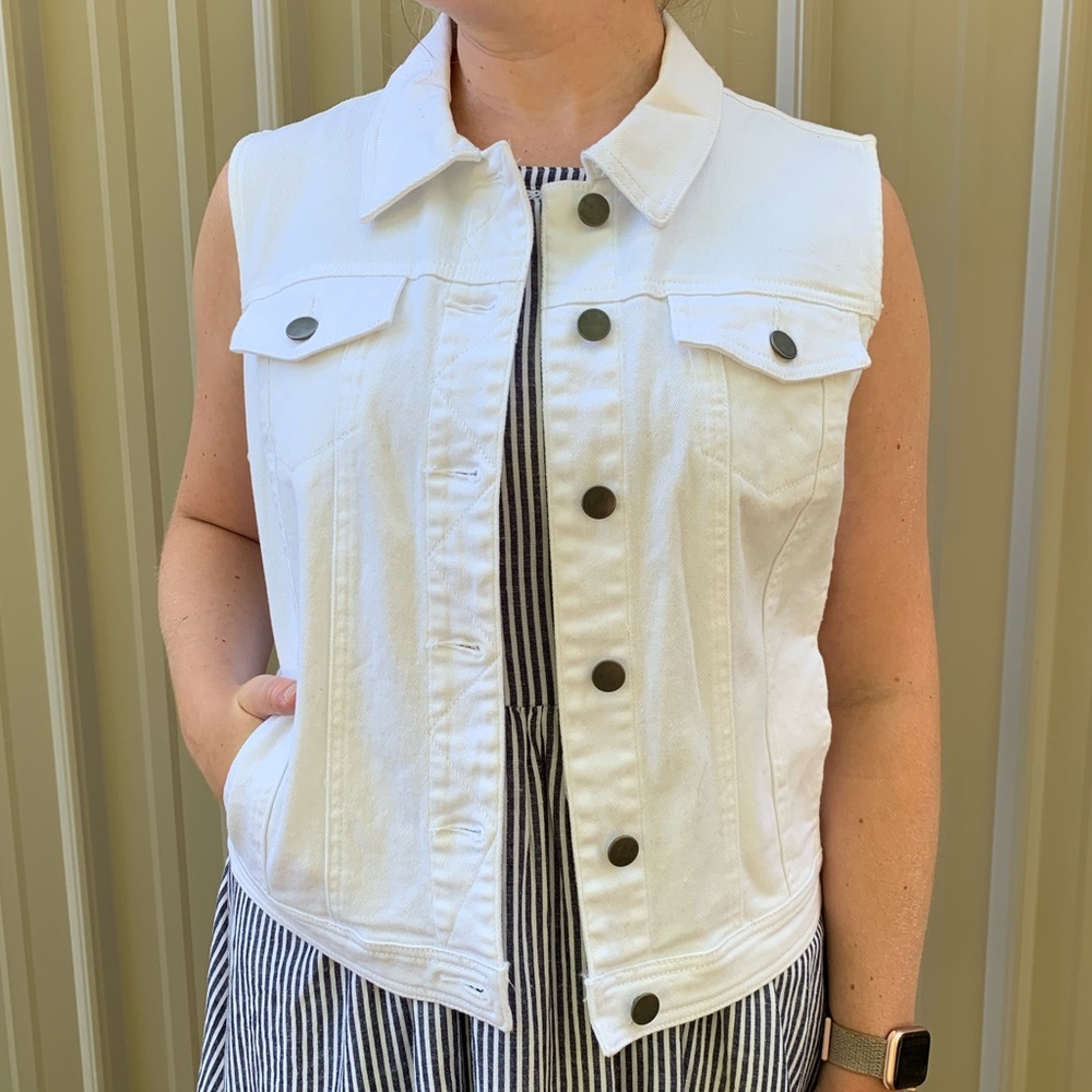 Large White Denim Vest